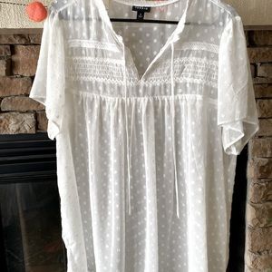 White sheer torrid blouse